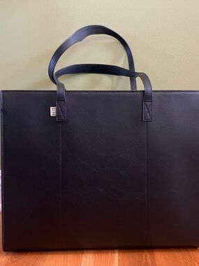 BEIS Black Faux-Leather Tote Briefcase for Men